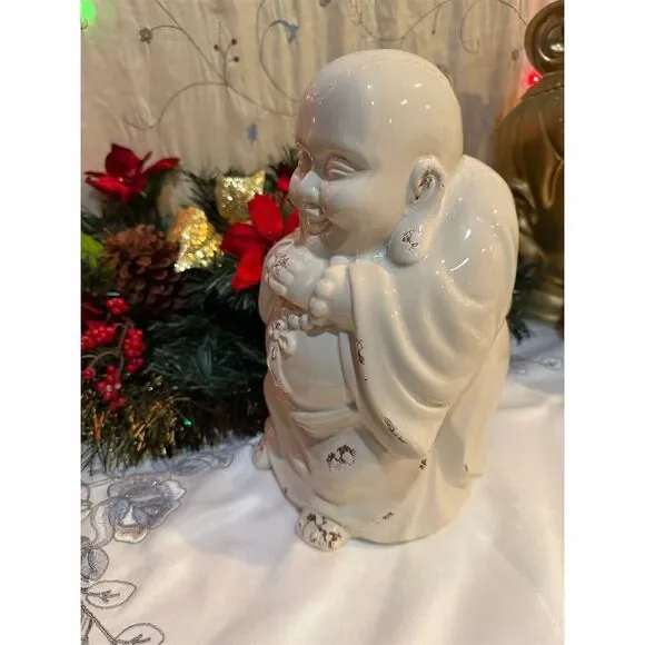 Vintage White Porcelain Happy Buddha Statue - Picture 4 of 7